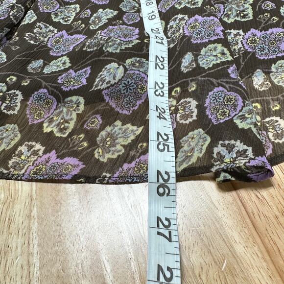 Cinq a Sept NWT Drew Georgette Floral Top Size M Smocked Bodice & Cuff Mock Neck - Picture 9 of 9